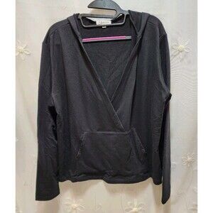 T|S BY THRIVE WOMANS XL BLACK CROPPED V NECK WRAP HOODIE SWEATER GOTHIC ATHLETIC